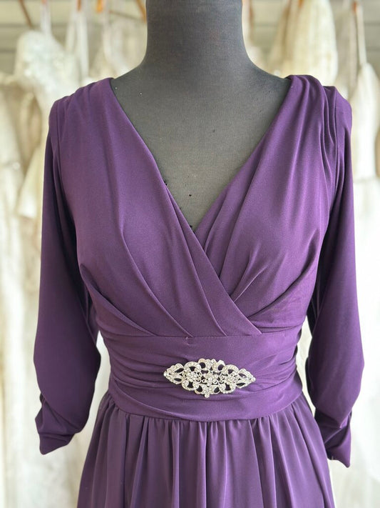 Jessica Howard Purple Long Sleeve Short Formal Dress 12 Petite