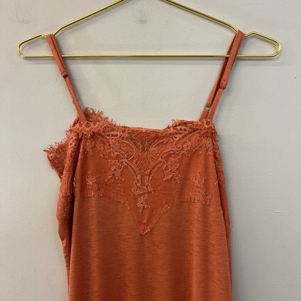 Willow Root Orange Lace Edge Tank Top Extra Smal