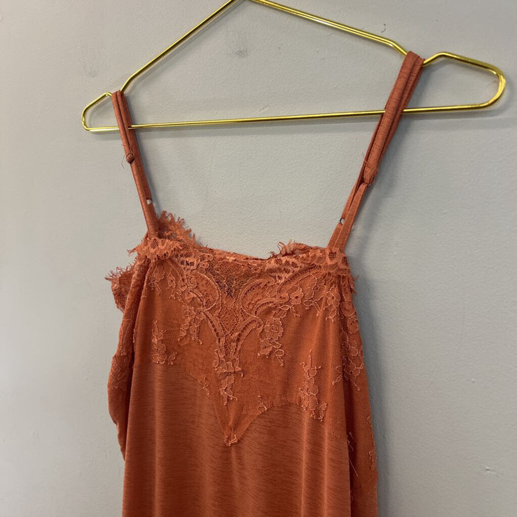 Willow Root Orange Lace Edge Tank Top Extra Smal