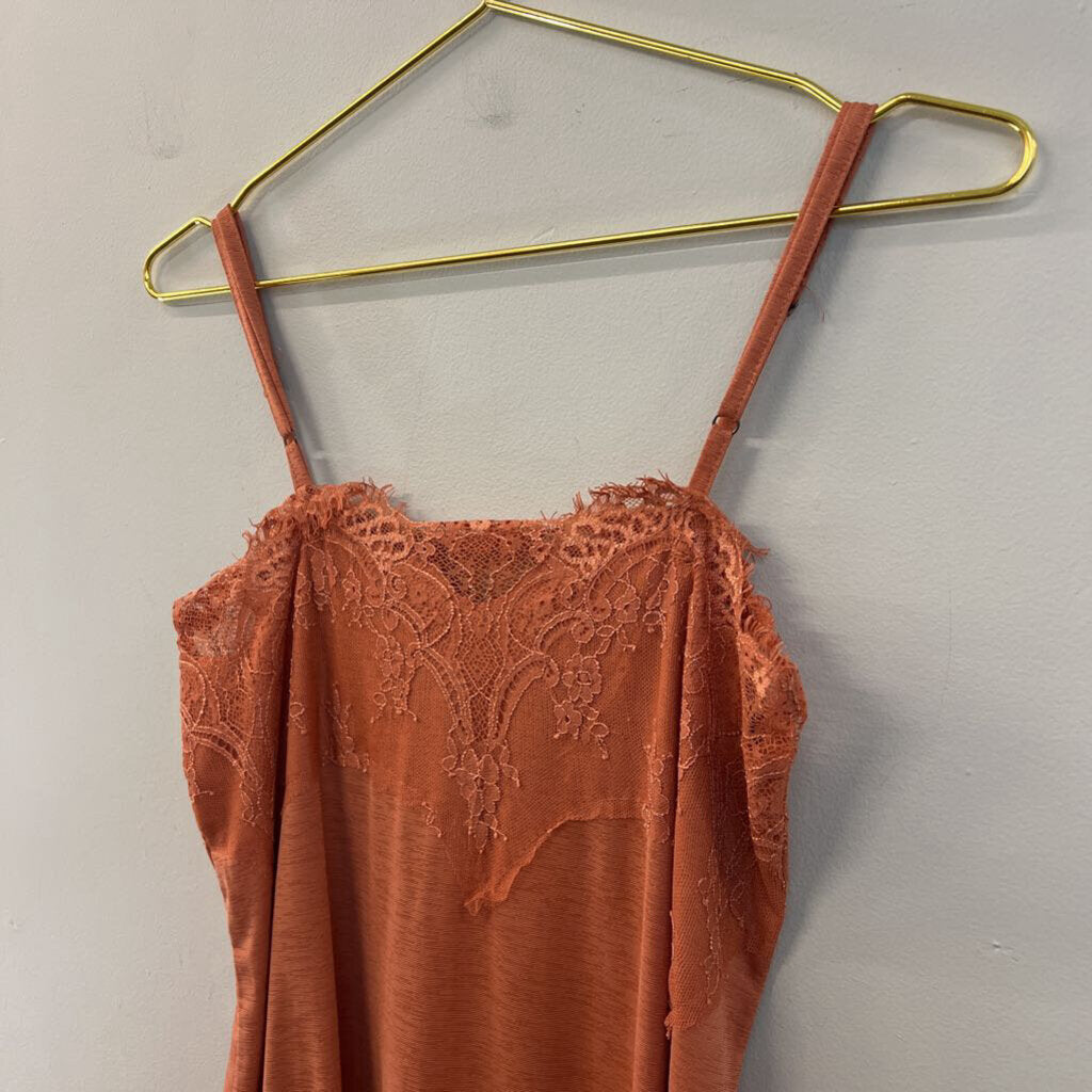 Willow Root Orange Lace Edge Tank Top Extra Smal