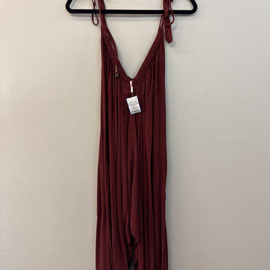 Free People Burgundy Tie Strap Boho Jumpsuit Small