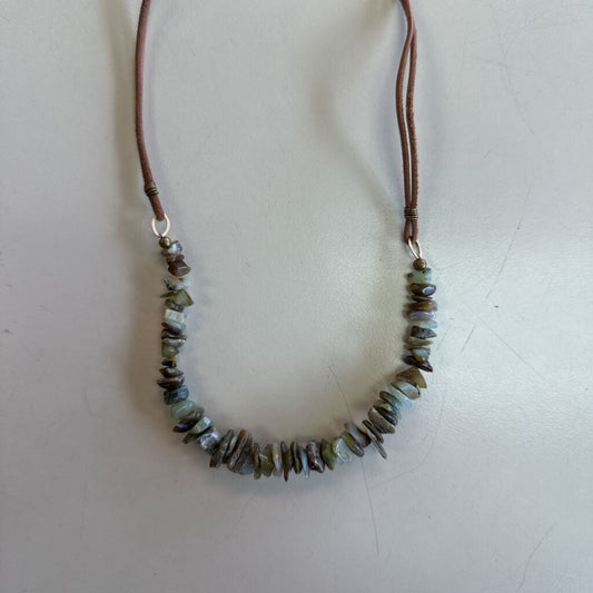 Anne Vaughan Leather Stone Necklace