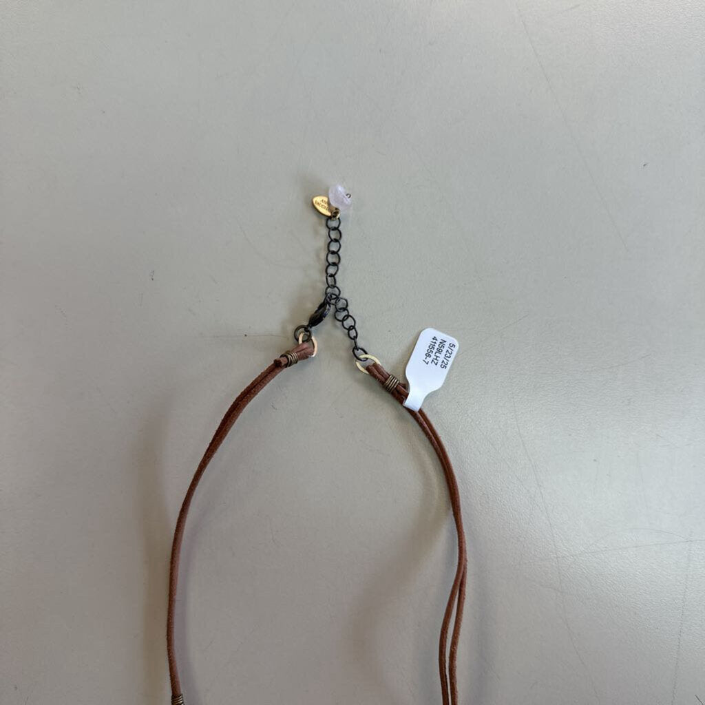 Anne Vaughan Leather Stone Necklace