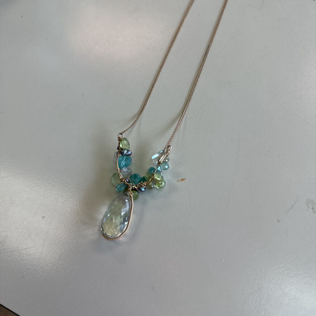 Anne Vaughan Clear Stone Cluster Necklace