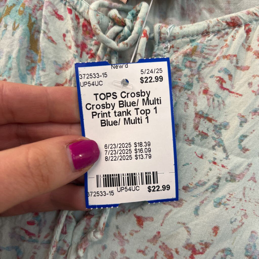 Crosby Blue/ Multi Print tank Top 1