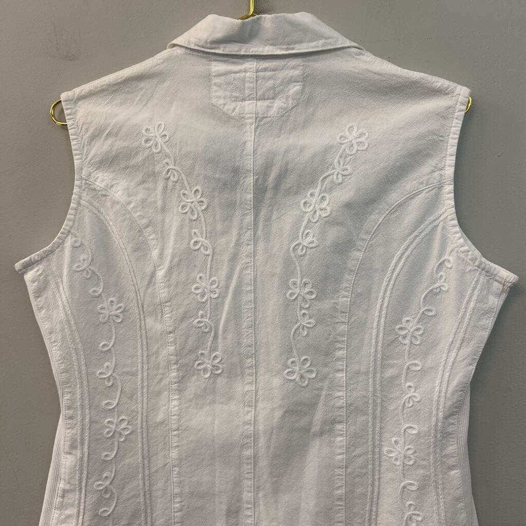 Scully White Lace Detail Button Down Tank Top Large