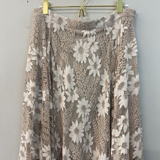 Joyfolie Beige Lace Maxi Skirt Large