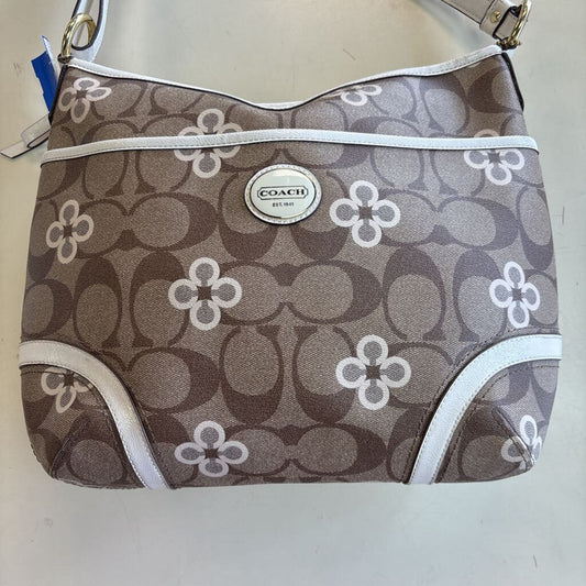 Coach Brown/ White Peyton Signature Clover Purse