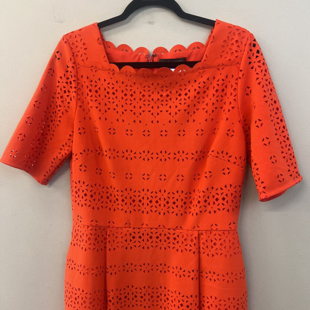 Banana Republic Orange Laser Cut Short Sleeve Dress 10 Tall