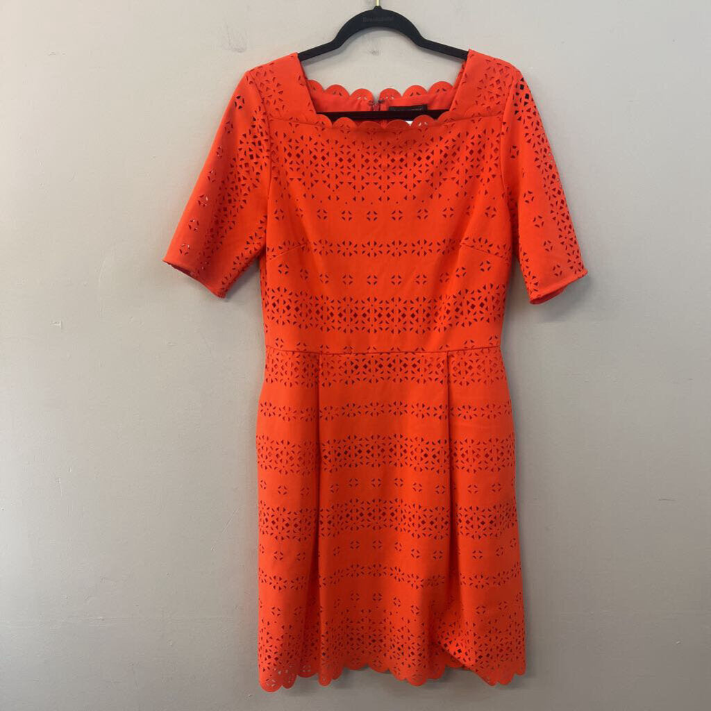 Banana Republic Orange Laser Cut Short Sleeve Dress 10 Tall