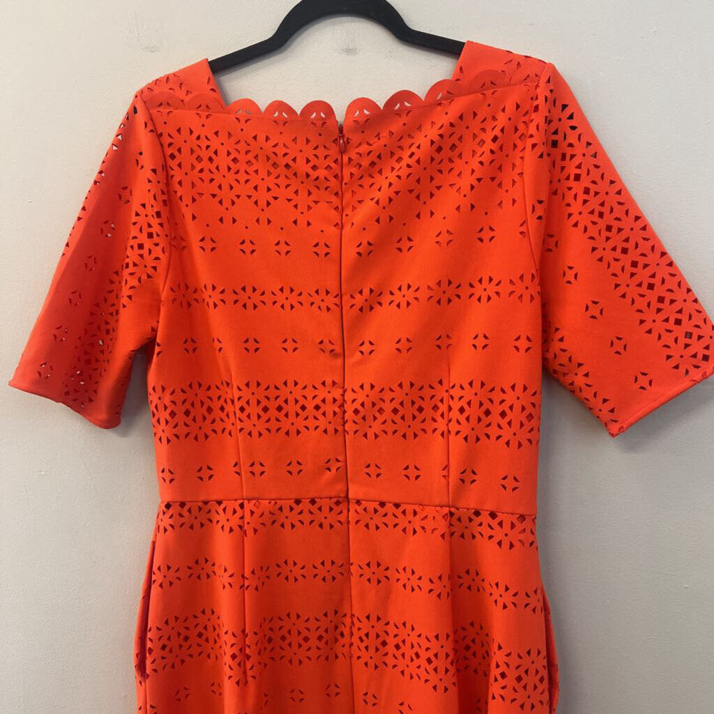 Banana Republic Orange Laser Cut Short Sleeve Dress 10 Tall