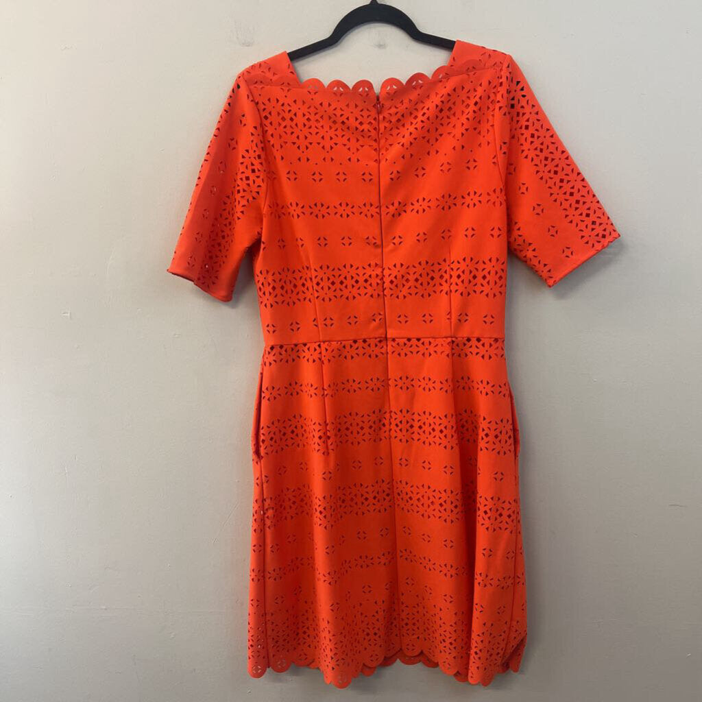 Banana Republic Orange Laser Cut Short Sleeve Dress 10 Tall