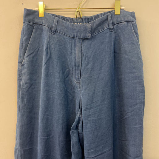 American Eagle Blue Chambray Wide Leg Pull On Pants 10 Long