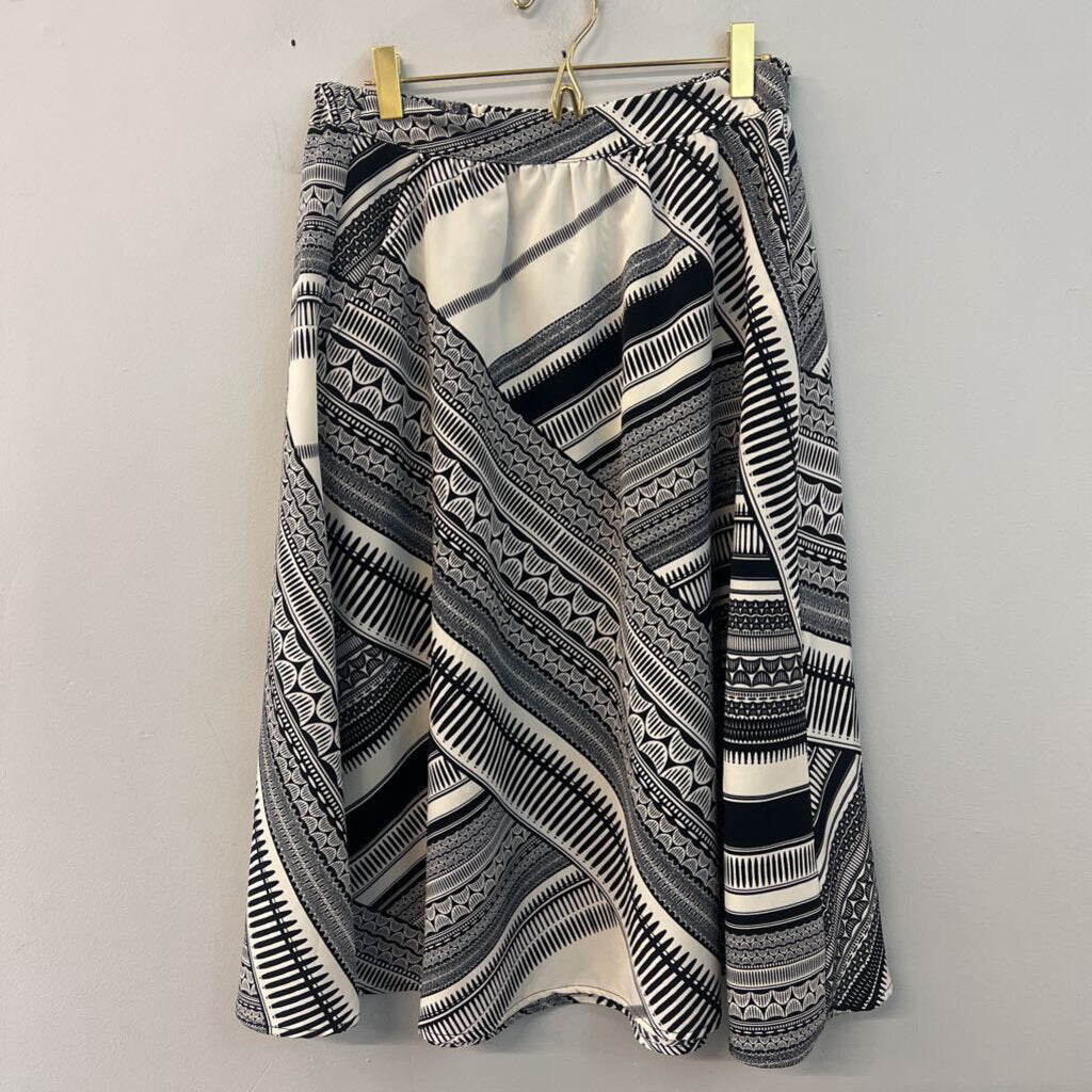 Black/ White Print Midi Skirt Extra Small