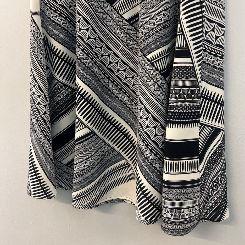Black/ White Print Midi Skirt Extra Small