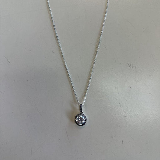 Silver/ Rhinestone Circle Pendant Necklace