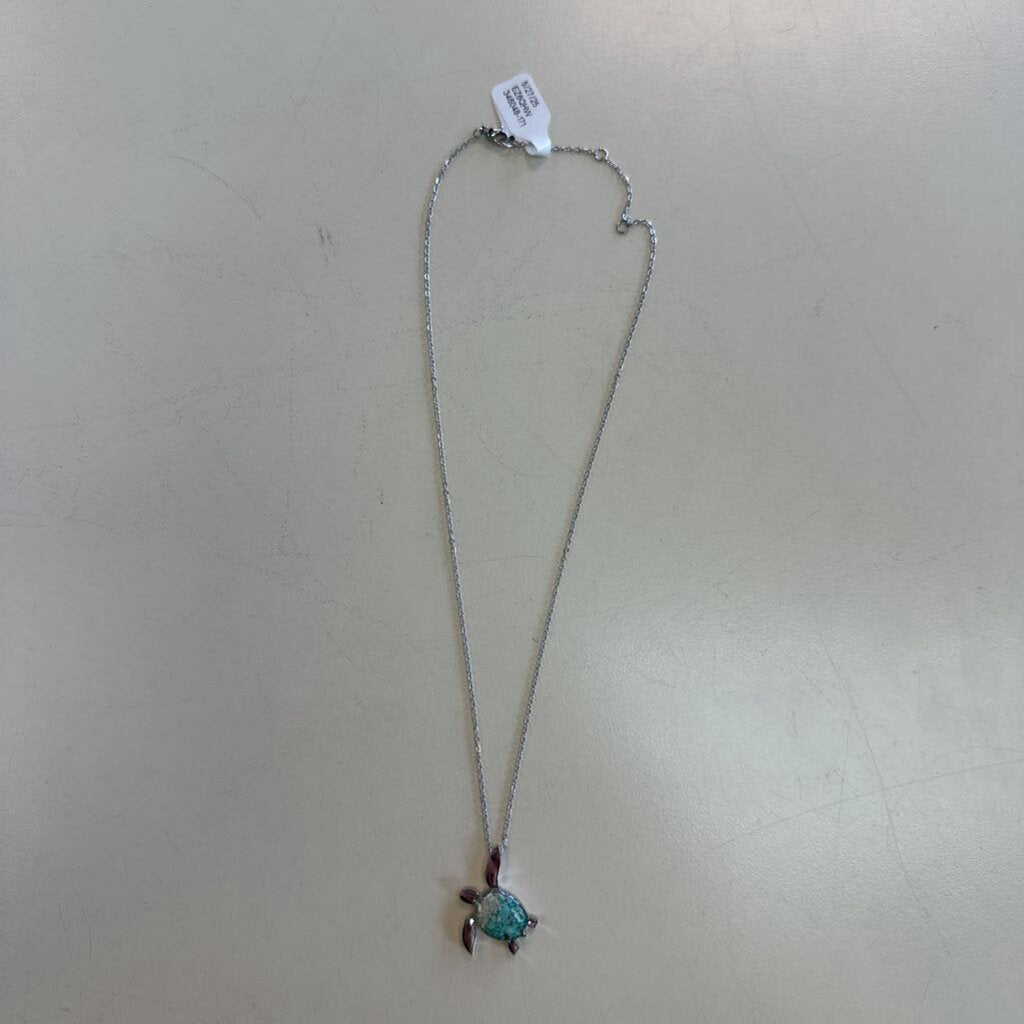 Silver/ Blue Turtle Pendant Necklace