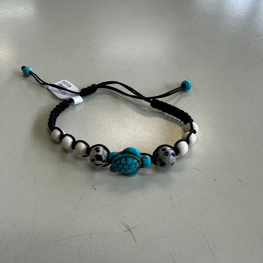 Black/ Cream/ Turquoise Beaded Turtle Bracelet