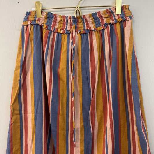 June and Hudson Yellow/ Multi Striped Midi Skirt Medium