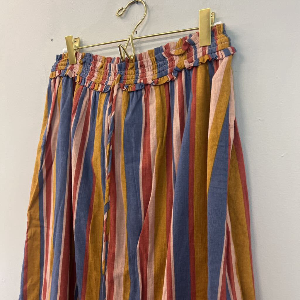 June and Hudson Yellow/ Multi Striped Midi Skirt Medium