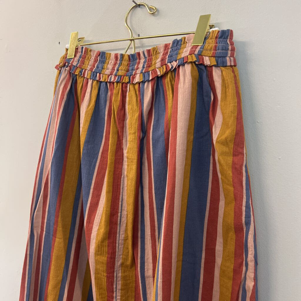 June and Hudson Yellow/ Multi Striped Midi Skirt Medium