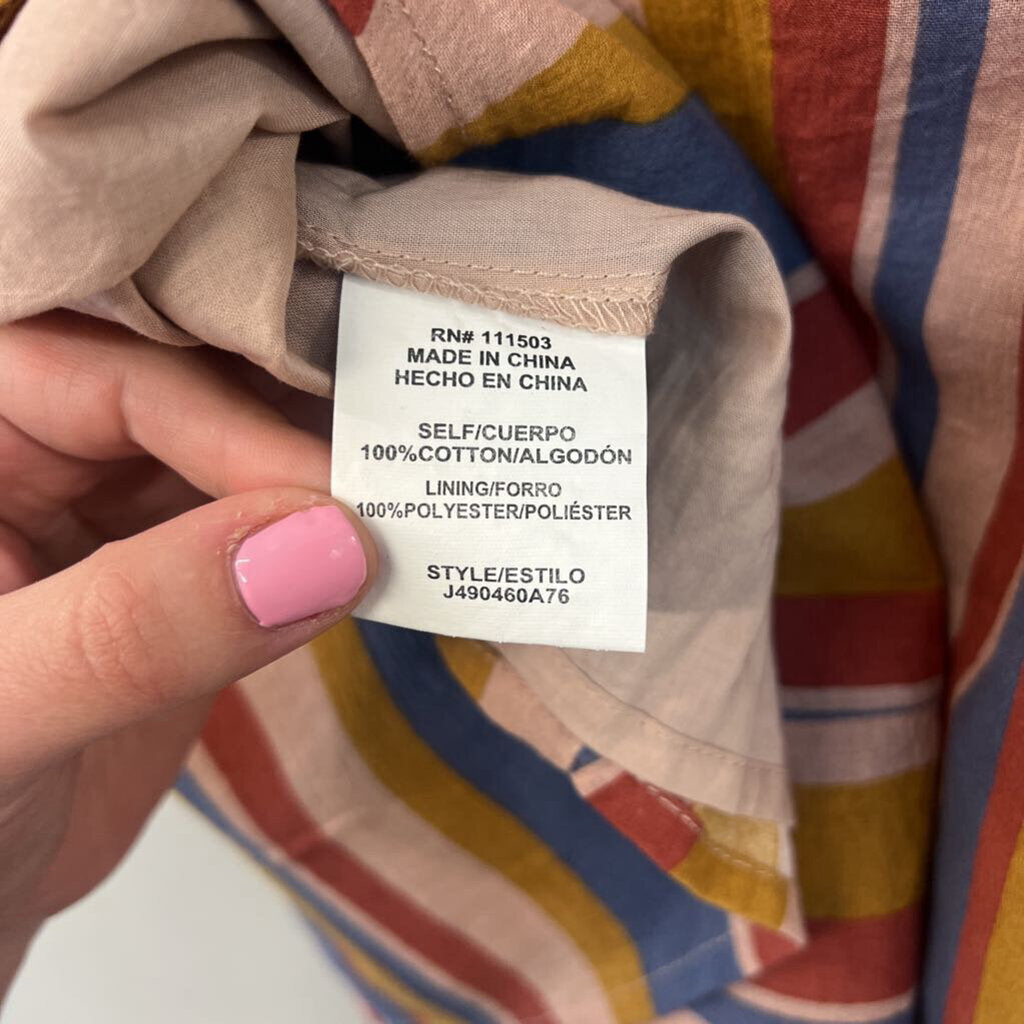 June and Hudson Yellow/ Multi Striped Midi Skirt Medium