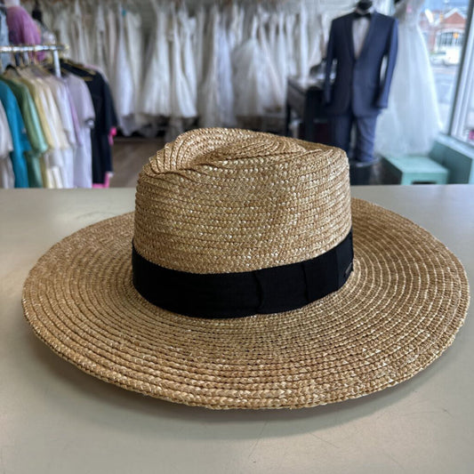 Brixton Brown Woven Straw Hat With Black Band Large