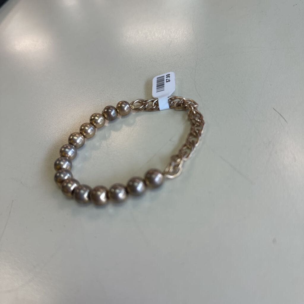 Gold Ball/ Chain Beaded Stretchy Bracelet