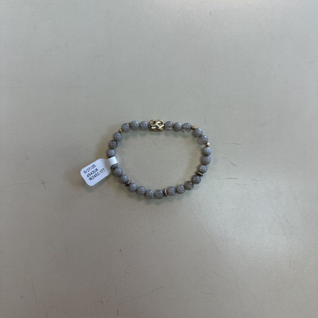 Grey/ Gold Beaded Stretchy Bracelet