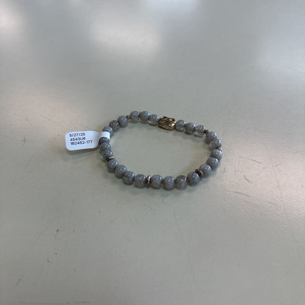 Grey/ Gold Beaded Stretchy Bracelet
