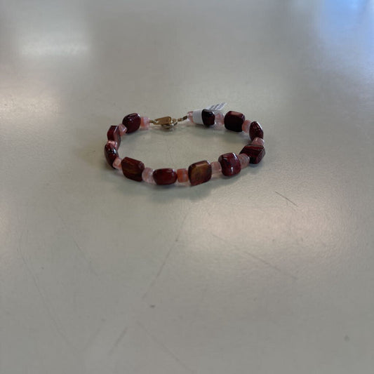 Pink/ Burgundy Beaded Stretchy Bracelet