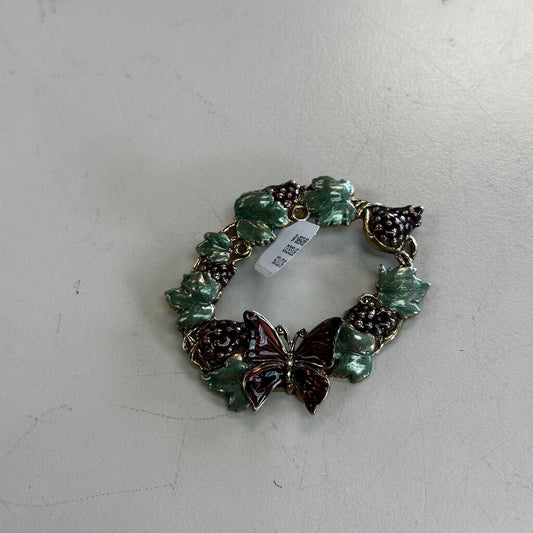 Vintage Gold/ Multi Ivy Butterfly Pin