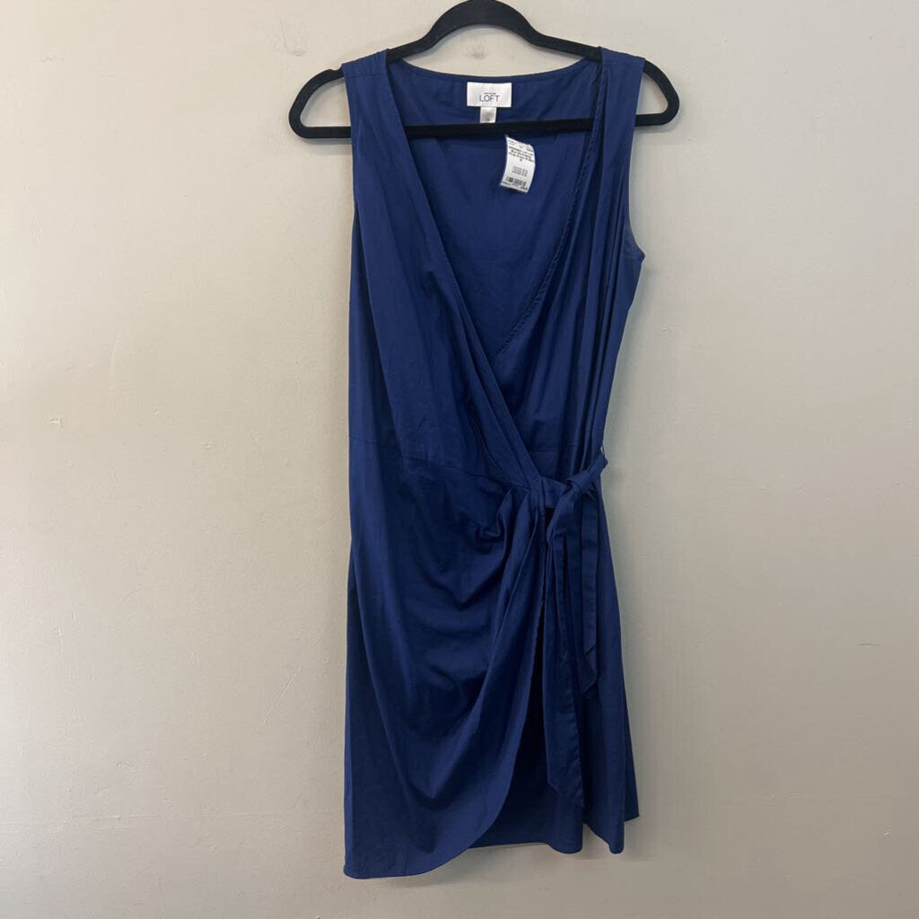 Loft Blue Sleeveless Wrap Dress 10
