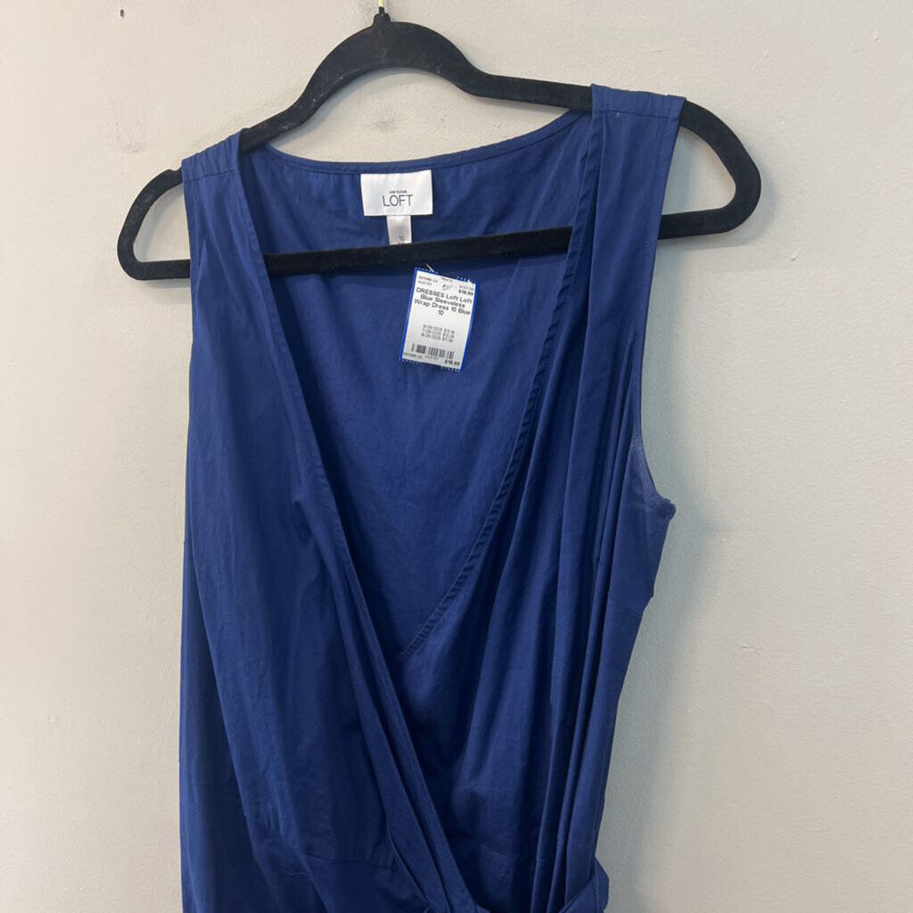 Loft Blue Sleeveless Wrap Dress 10