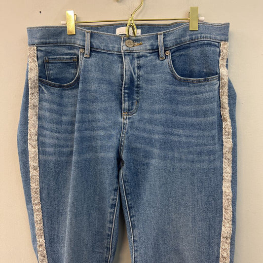 Loft Medium Wash Embellished Side Jeans 30