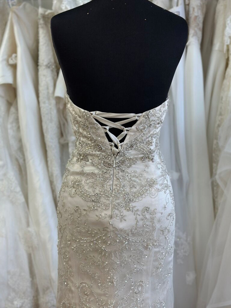 Casablanca Light Gold Beaded Strapless Bridal Gown 12