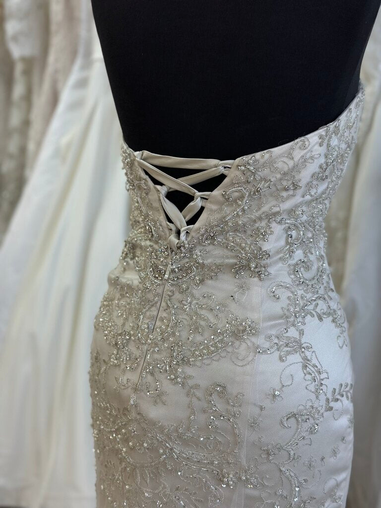 Casablanca Light Gold Beaded Strapless Bridal Gown 12