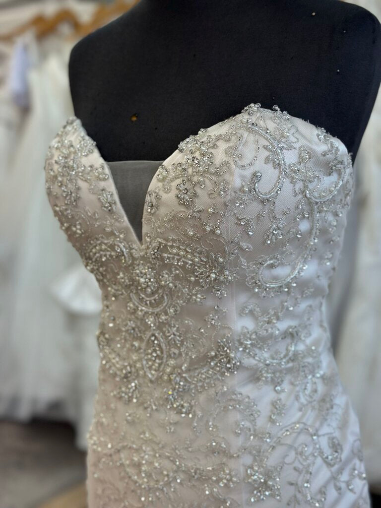 Casablanca Light Gold Beaded Strapless Bridal Gown 12