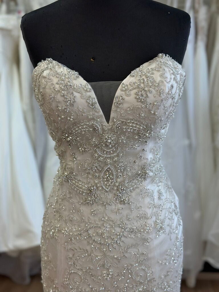 Casablanca Light Gold Beaded Strapless Bridal Gown 12