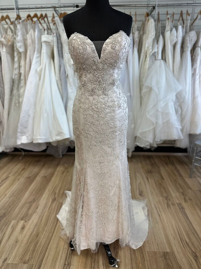 Casablanca Light Gold Beaded Strapless Bridal Gown 12