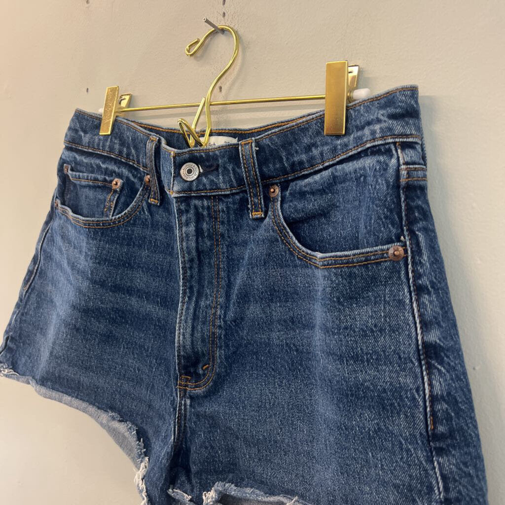 Abercrombie and Fitch Dark Wash The Mom Short High Rise Denim Shorts 10