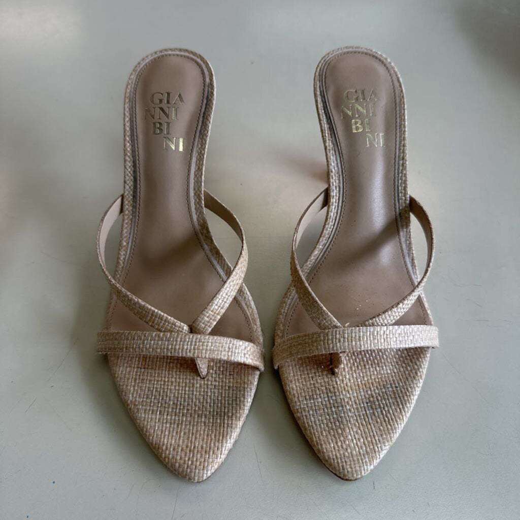 Gianni Bini Beige Woven Strappy Heel Sandals 7