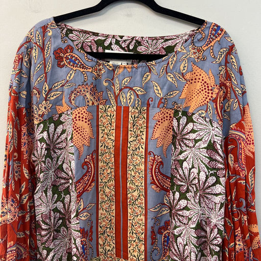 Anthropologie Blue/ Multi Print Long Sleeve Top Small