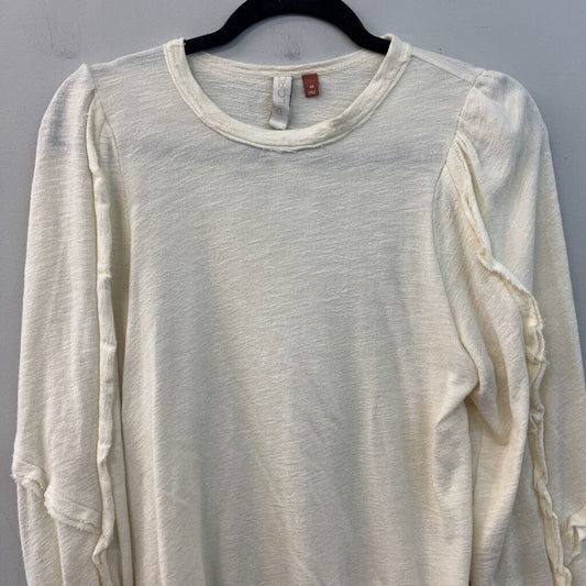 Pilcro Cream Long Sleeve Puff Shoulder Top Extra Small Anthropologie