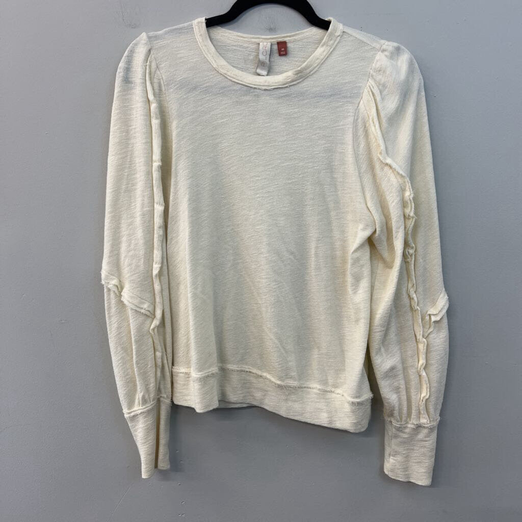 Pilcro Cream Long Sleeve Puff Shoulder Top Extra Small Anthropologie