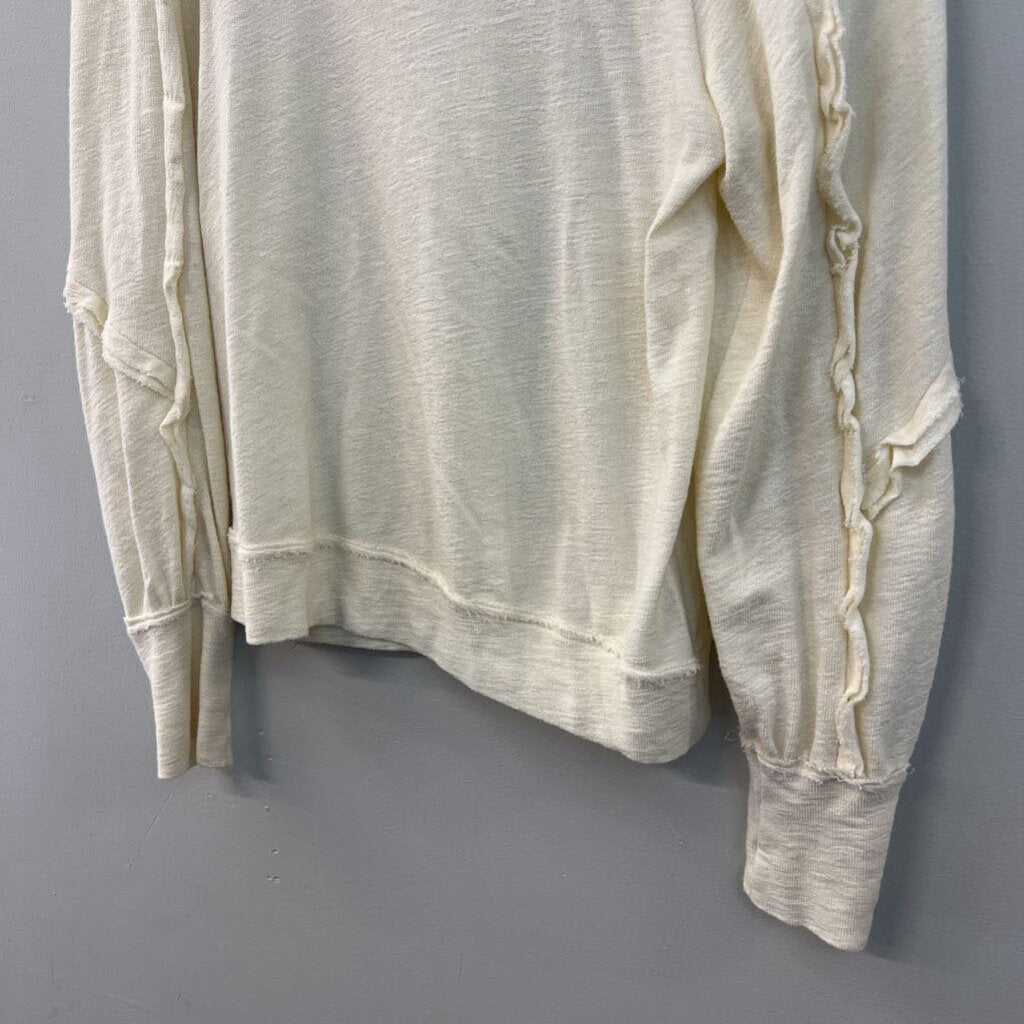 Pilcro Cream Long Sleeve Puff Shoulder Top Extra Small Anthropologie