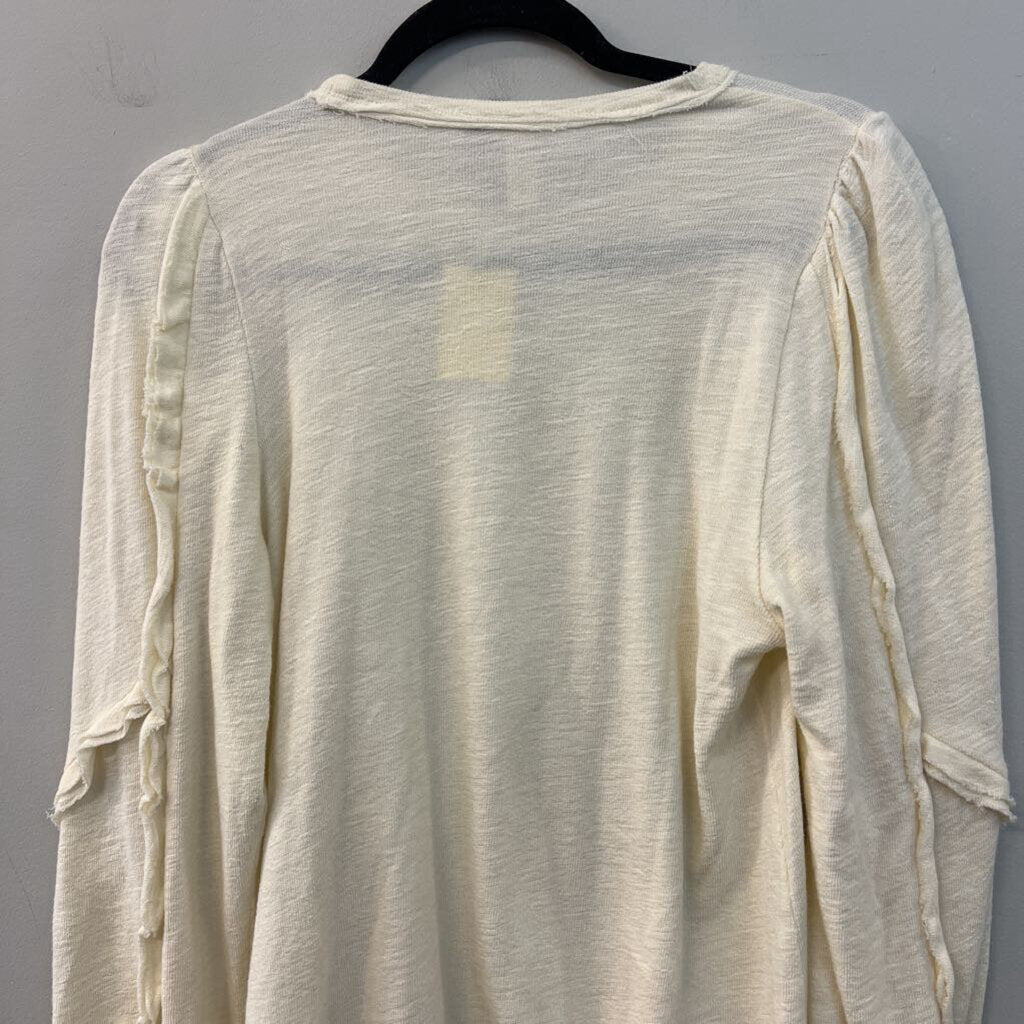 Pilcro Cream Long Sleeve Puff Shoulder Top Extra Small Anthropologie