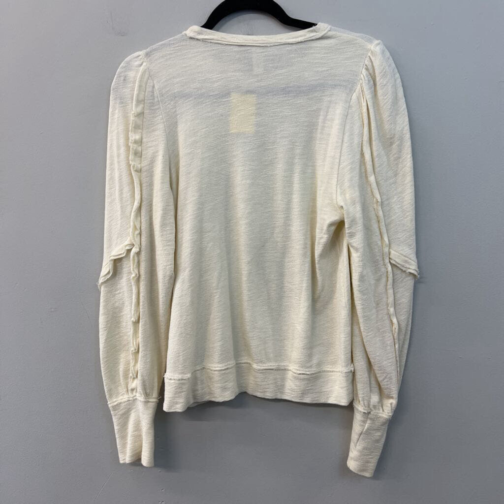 Pilcro Cream Long Sleeve Puff Shoulder Top Extra Small Anthropologie