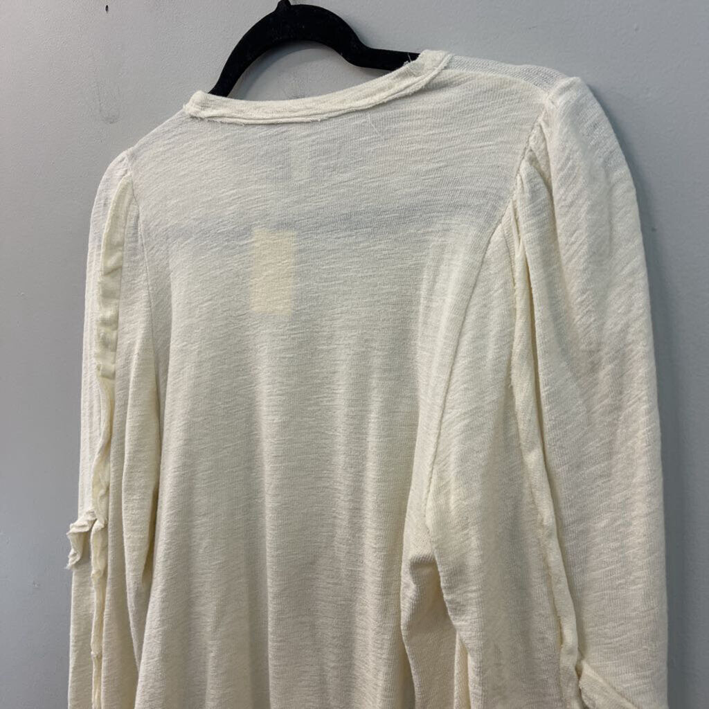 Pilcro Cream Long Sleeve Puff Shoulder Top Extra Small Anthropologie