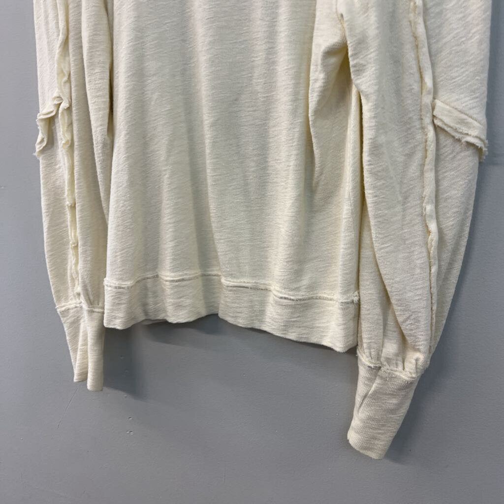 Pilcro Cream Long Sleeve Puff Shoulder Top Extra Small Anthropologie